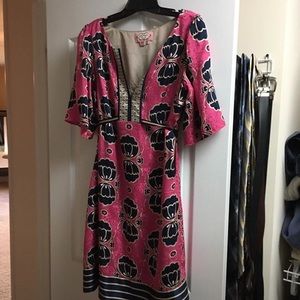 Designer dress hot pink and navy size 10